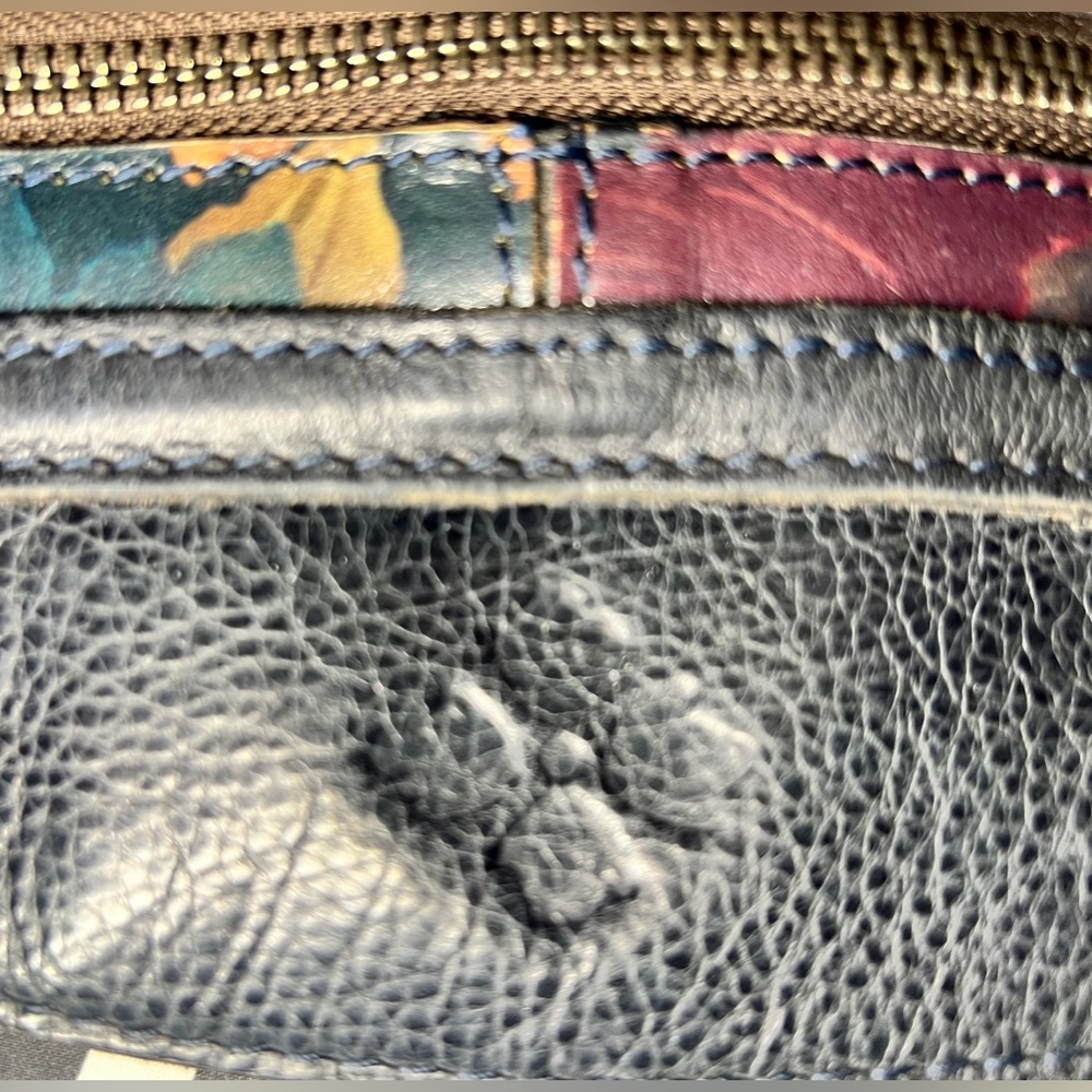 Patricia Nash Black Floral Hand-Painted Leather Shoulder Bag with Yellow Accents - Picture 9 of 11
